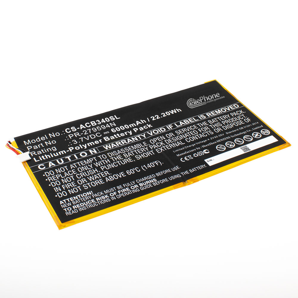 [9235] Battery Li-Polymer for Acer Iconia One 10 B3-A40 (replaced PR-279594N) - 6000mAh