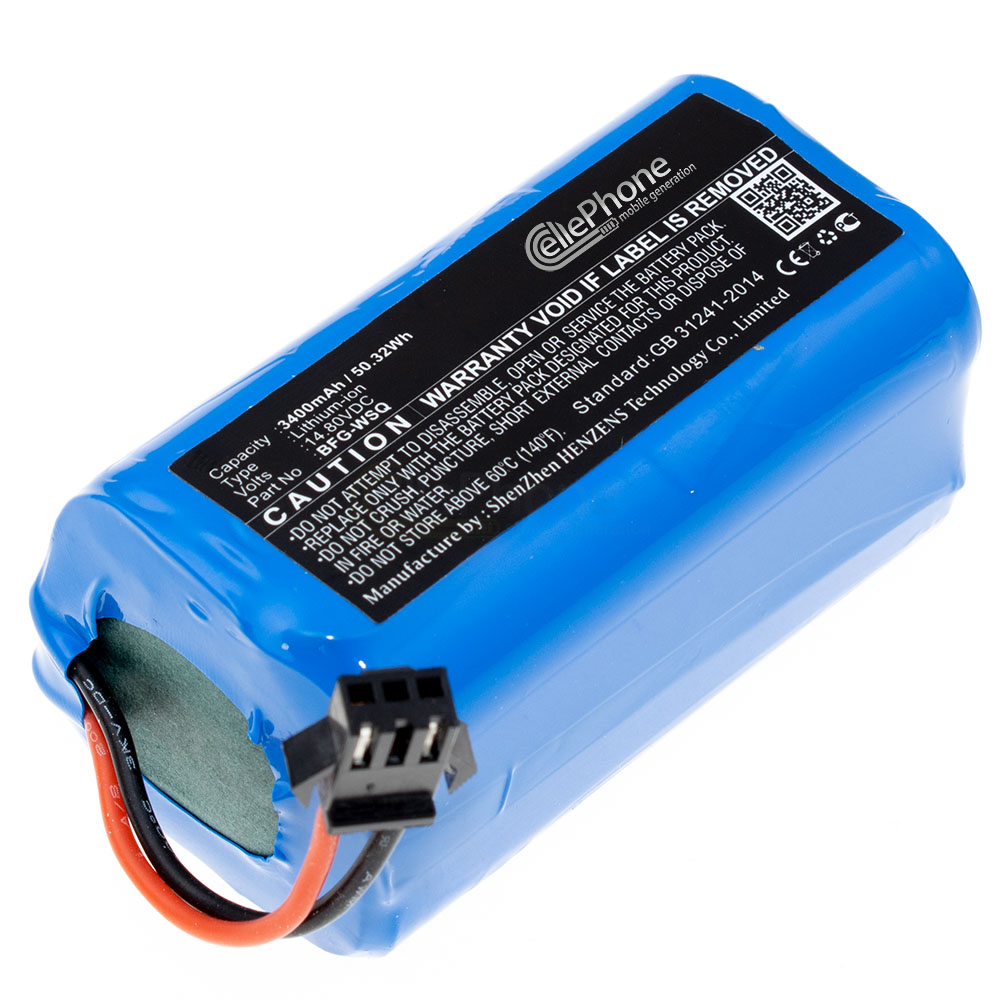 Akku Li-Ion für  Ecovacs Deebot N79S N79 DN622 CEN546 - Proscenic 830T 850T 850P (ersetzt ICR18650-26J-4S1P) - 3400mAh / 14,8V