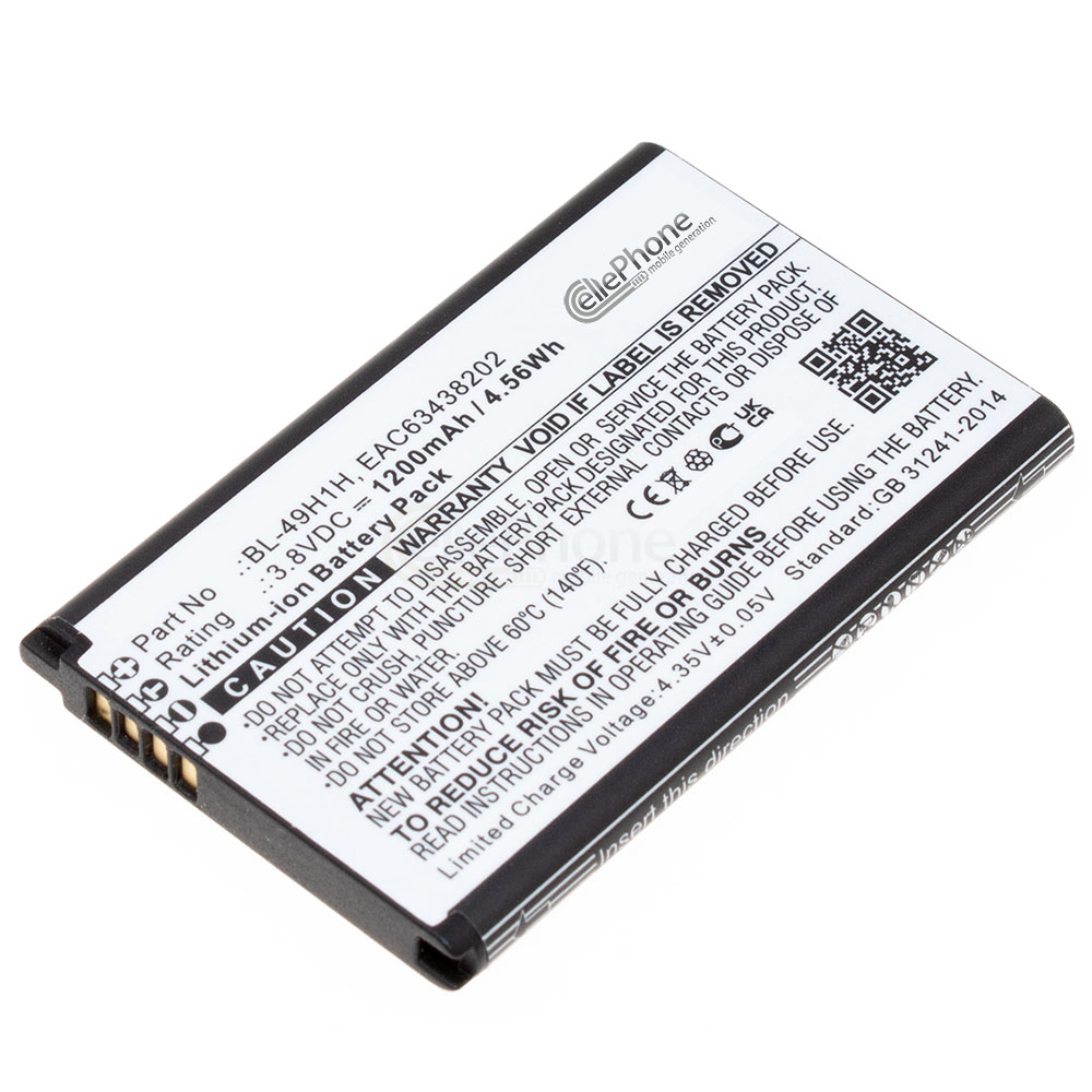 [9368] Batería Li-Ion para LG Exalt LTE 4G - Classic Flip - Wine 2 (reemplazado BL-49H1H)
