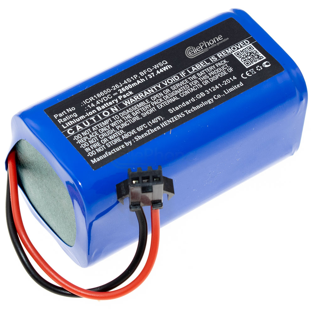 Battery Li-Ion for Ecovacs Deebot N79S N79 DN622 CEN546 - Proscenic 850T 850P (replaced ICR18650-26J-4S1P) - 2600mAh / 14,8V
