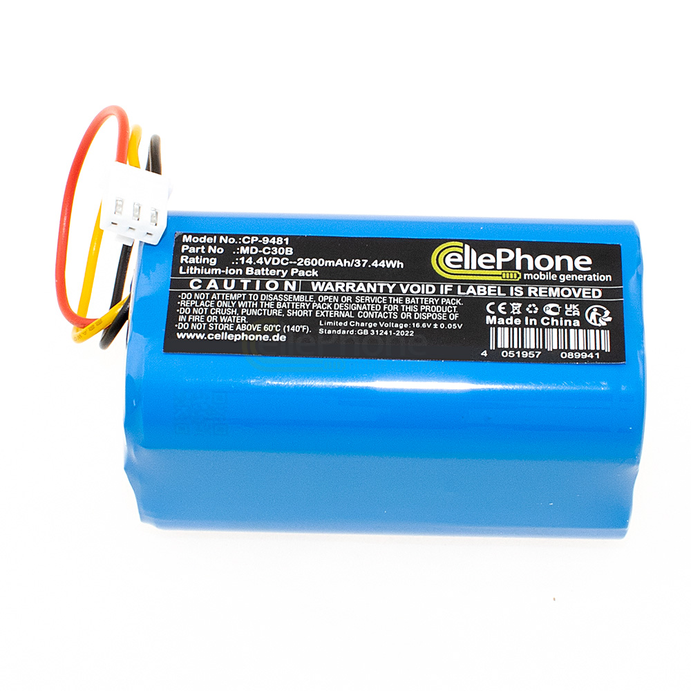 Batterie Li-Ion pour Liectroux C30B Smart Aspirateur robot - Blaupunkt XBoost BPK-VCBB1XB - Proscenic NEO 820P 830P (remplace MD-C30B) - 2600mAh / 14,4V