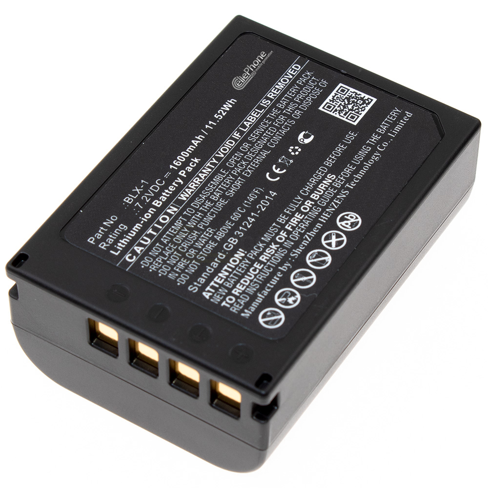 Batterie Li-Ion compatible avec Olympus BLX-1 - 1600mAh / 7,2V