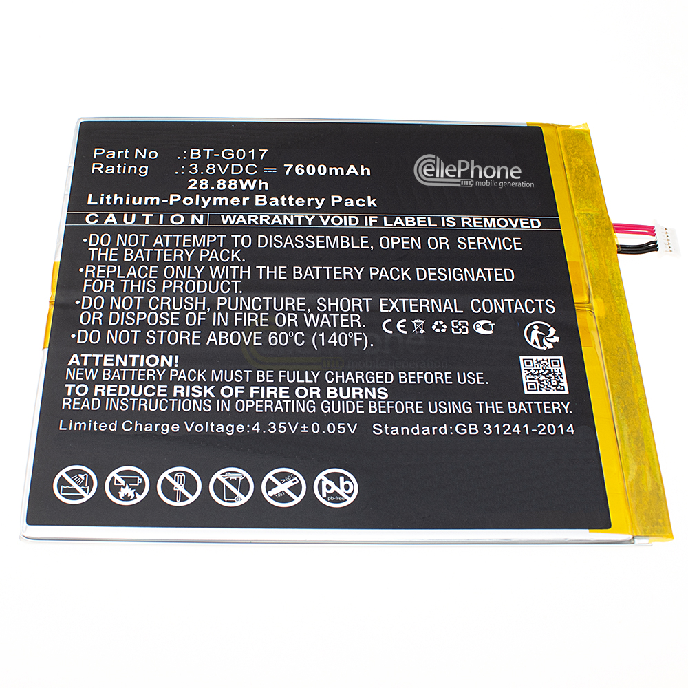 [9896] Battery Li-Polymer for Medion LifeTab P10602 (replaced BT-G017) - 7600mAh