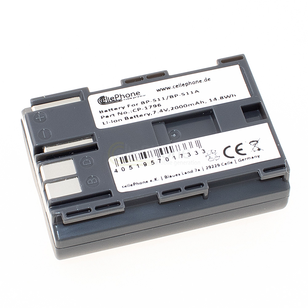 Akku Li-Ion kompatibel zu Canon BP-511 - 2000mAh / 7,4V