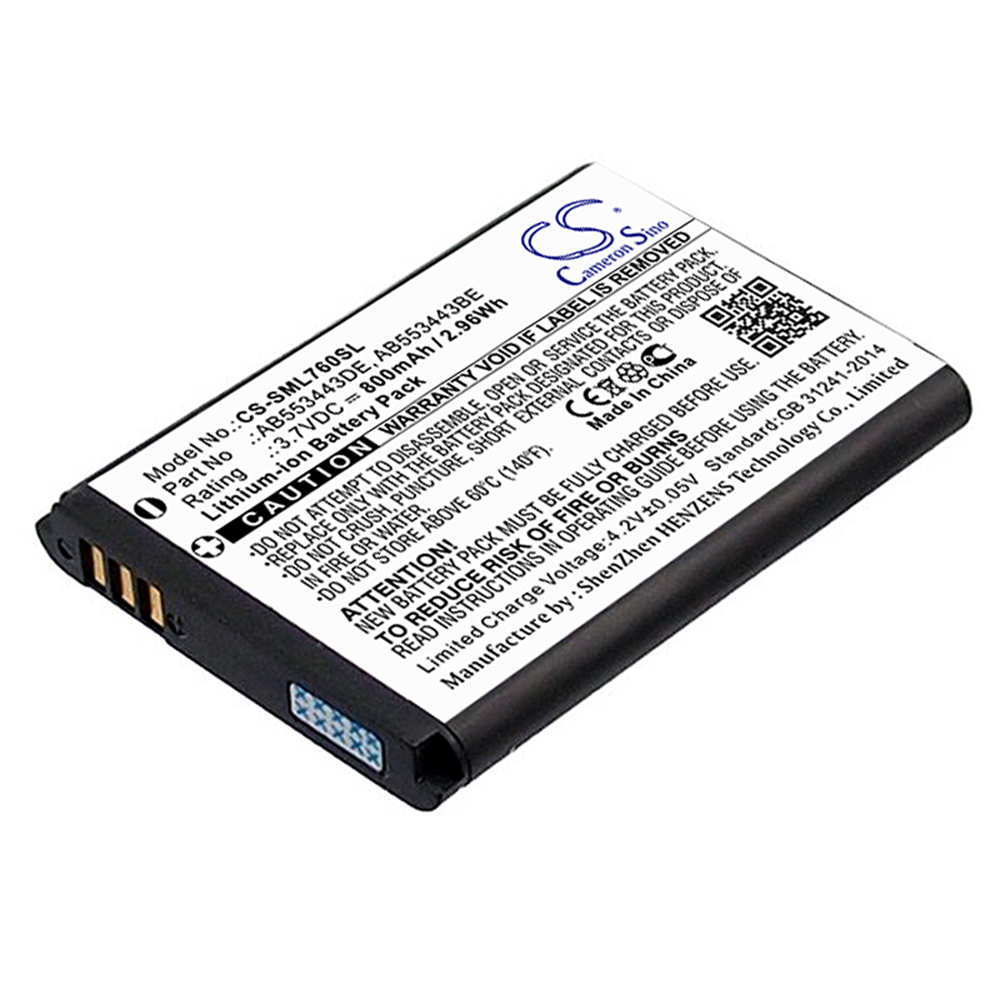 [2656] Battery Li-Ion for Samsung SGH-L760 L768 Z620 (replaced AB553443DE)
